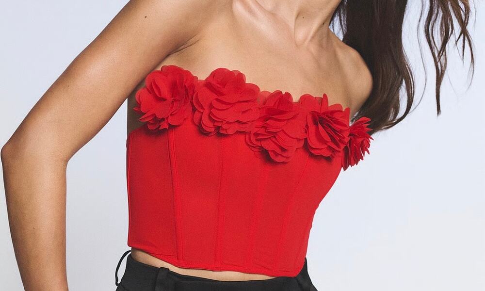 Victoria Secret Womens XL Dream Angels Red Roses Strapless Corset Top